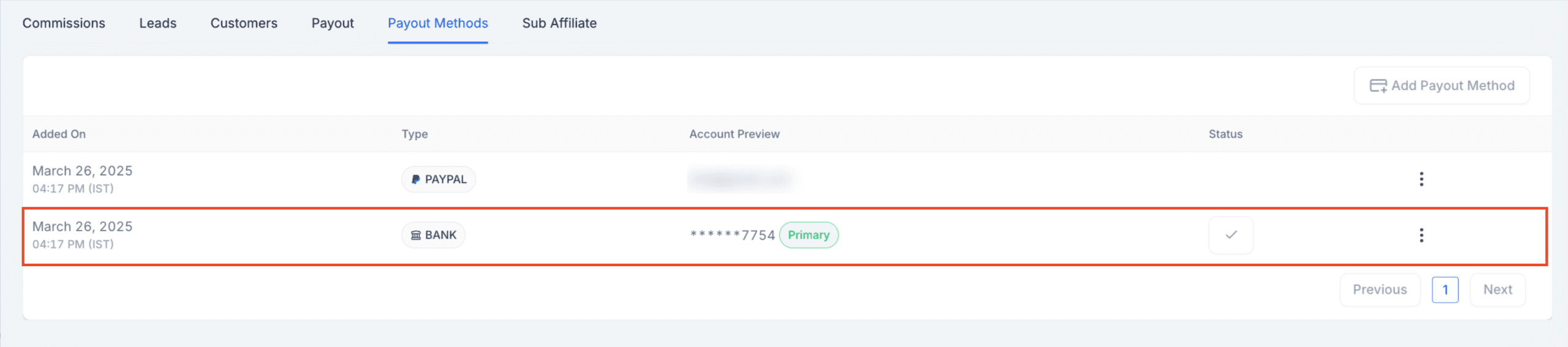 Manage Payouts