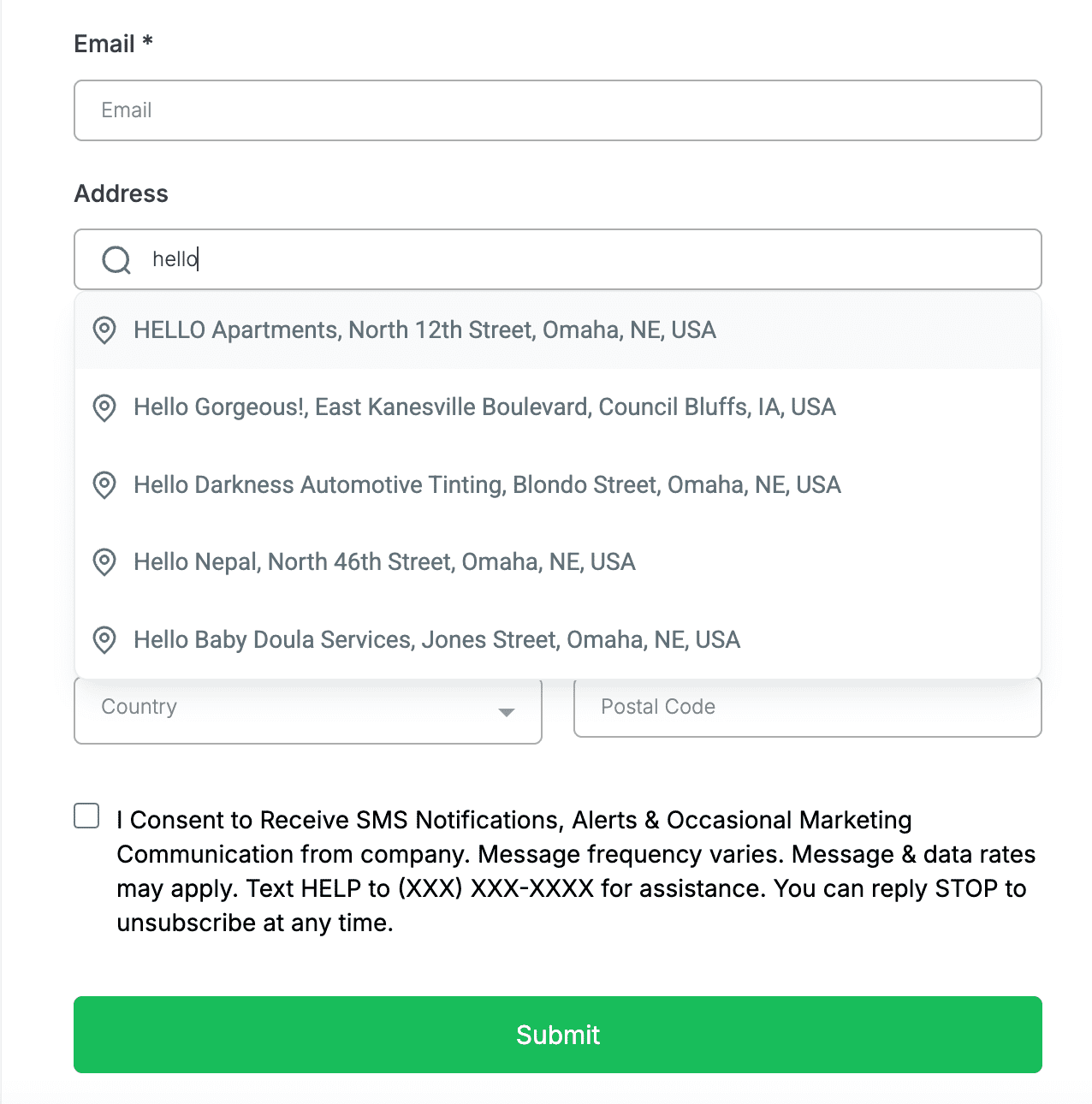 Customized Address Input