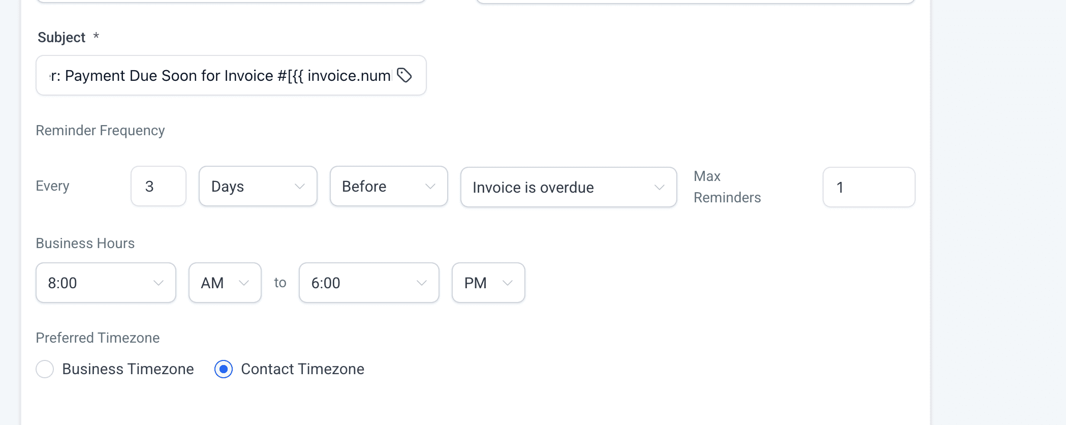 Default Reminders Example 1