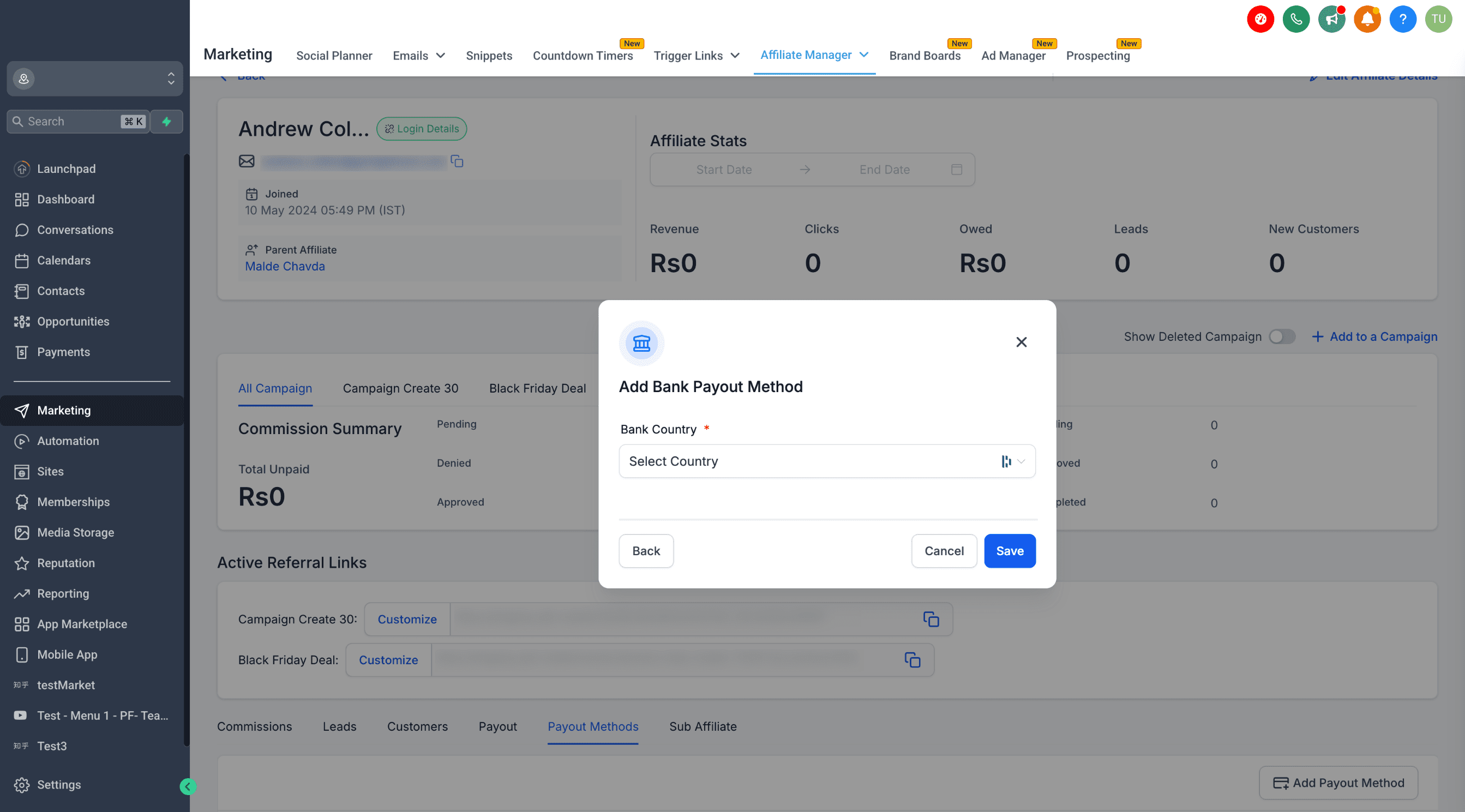 Bank Transfer Selection