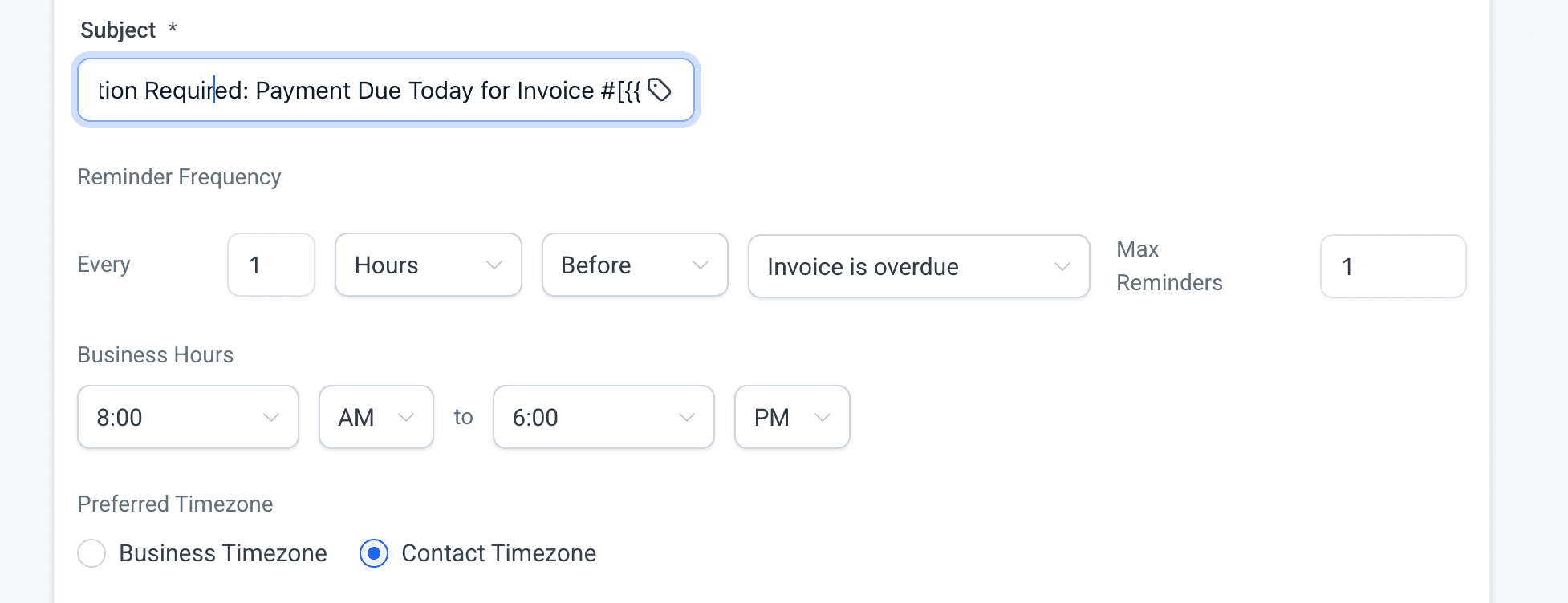 Default Reminders Example 2