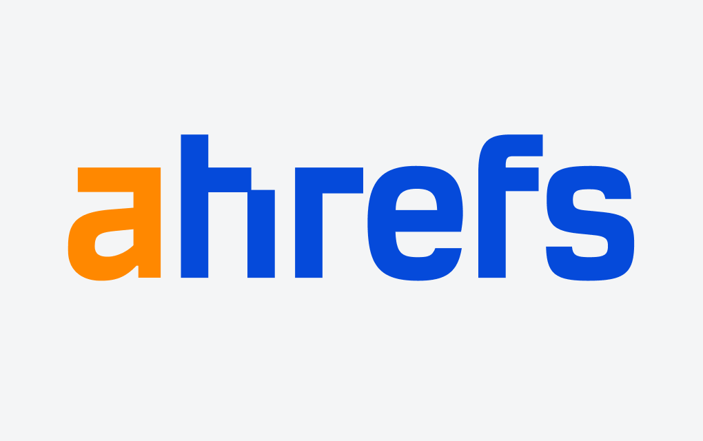 Ahrefs logo with orange and blue letters