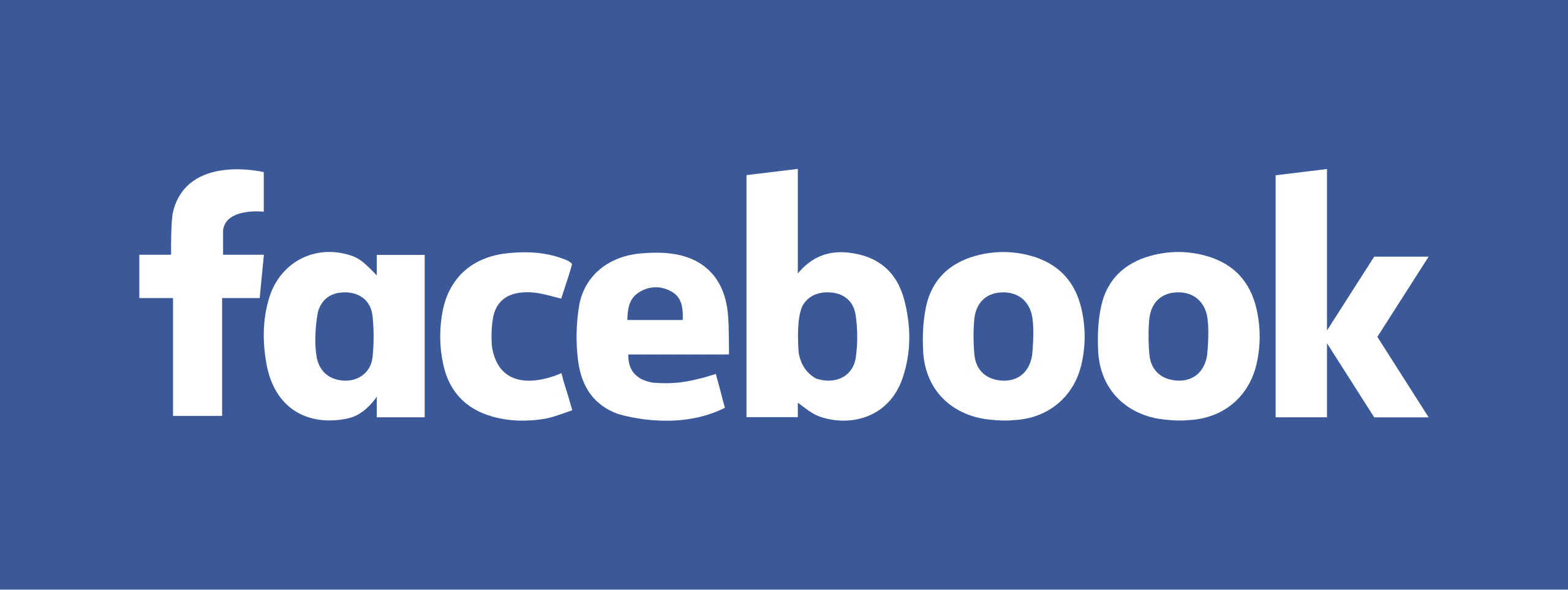 Facebook logo with white text on blue background