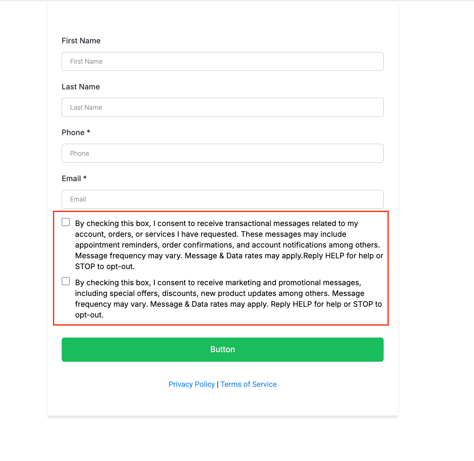 Another Screenshot of T&C Options
