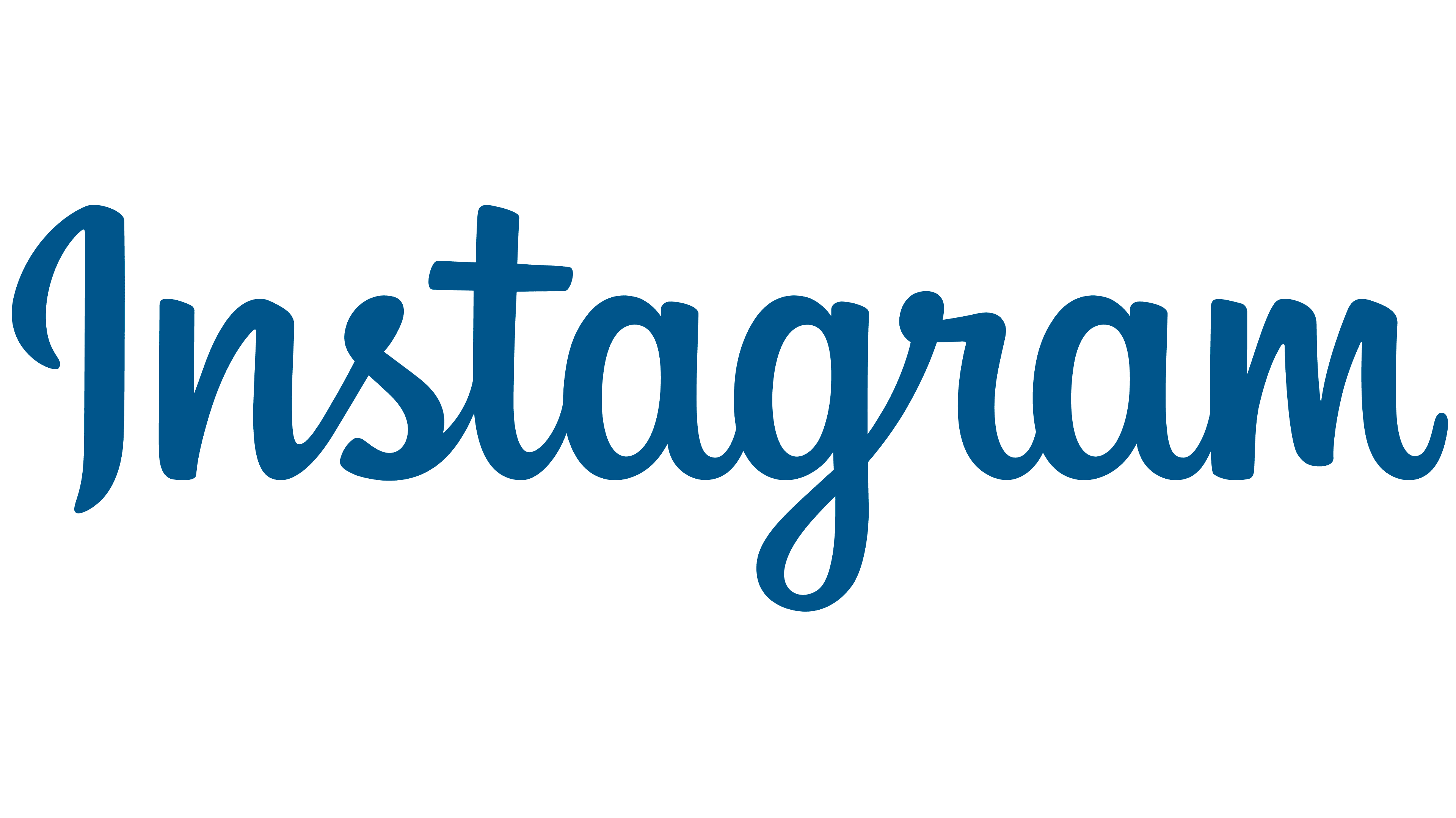 Instagram logo in blue cursive font