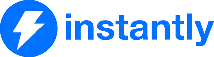 Instantly logo with blue lightning bolt