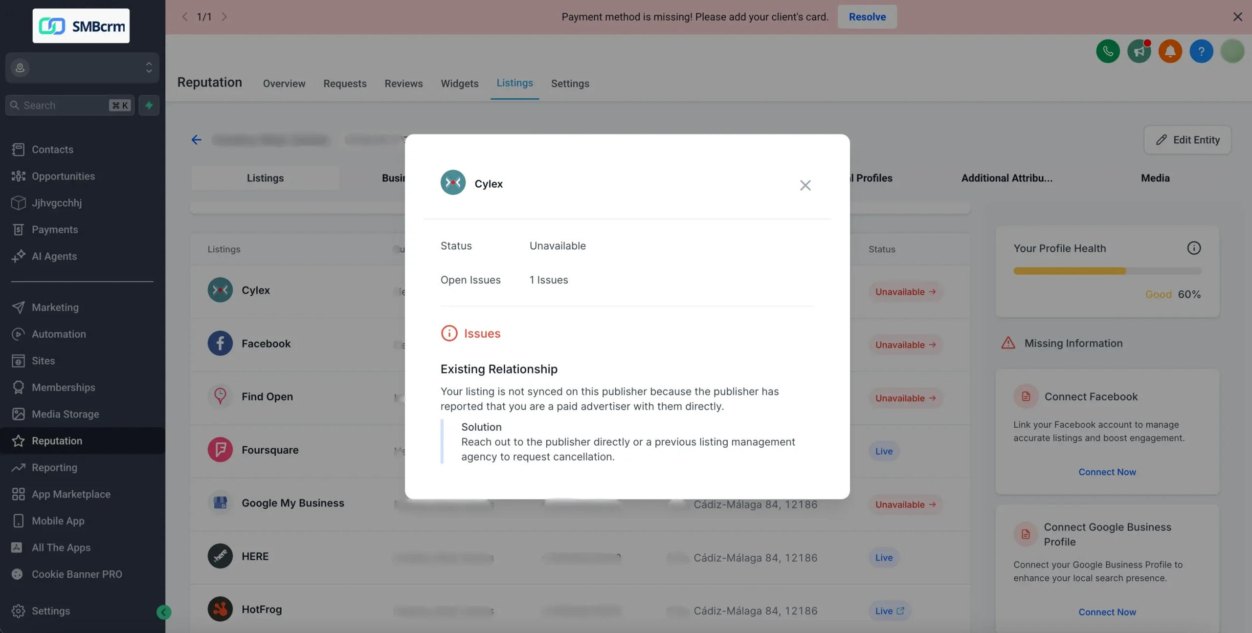 Listing Status Example