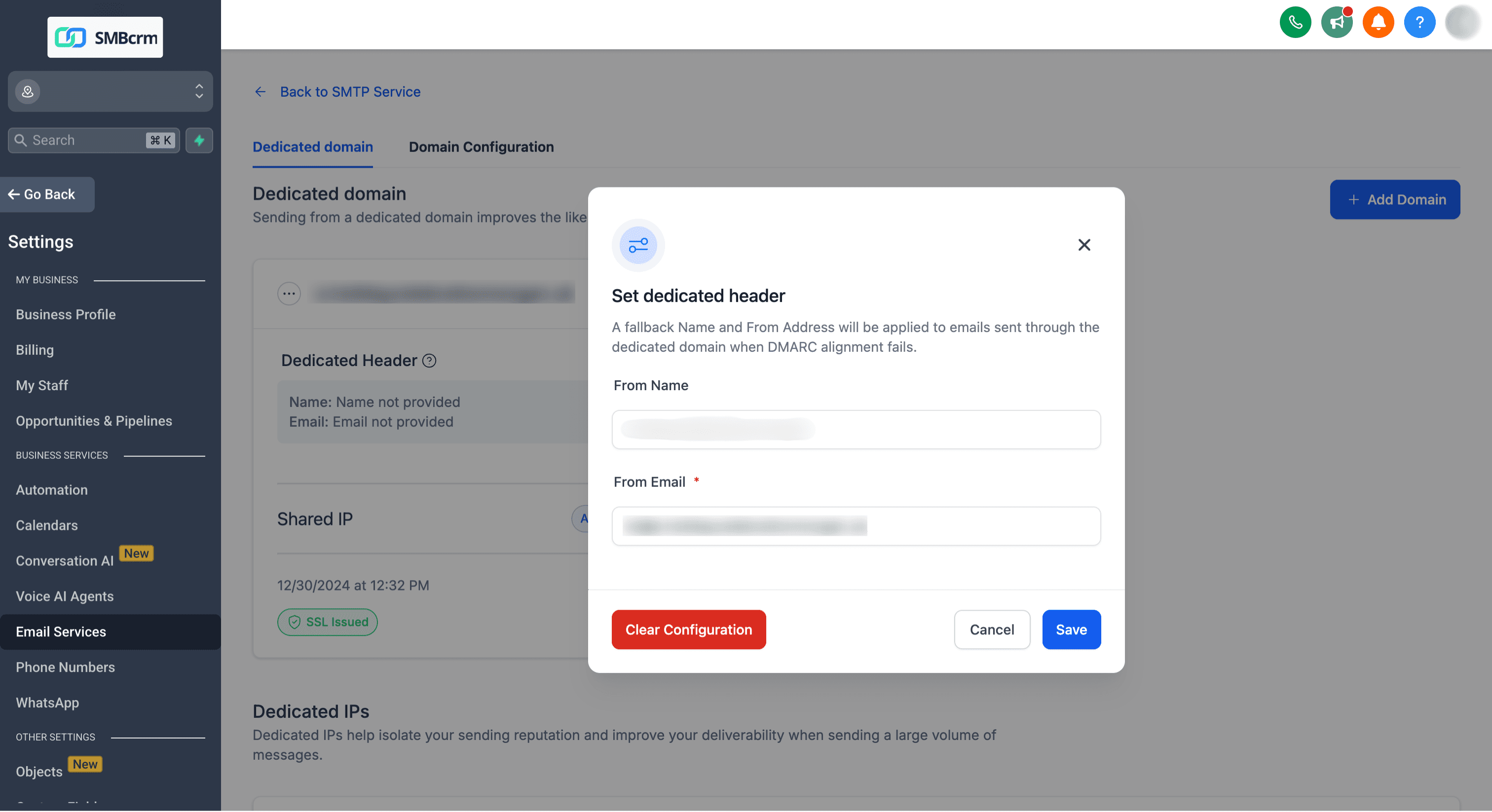 Dedicated Domain Default Header Fallback