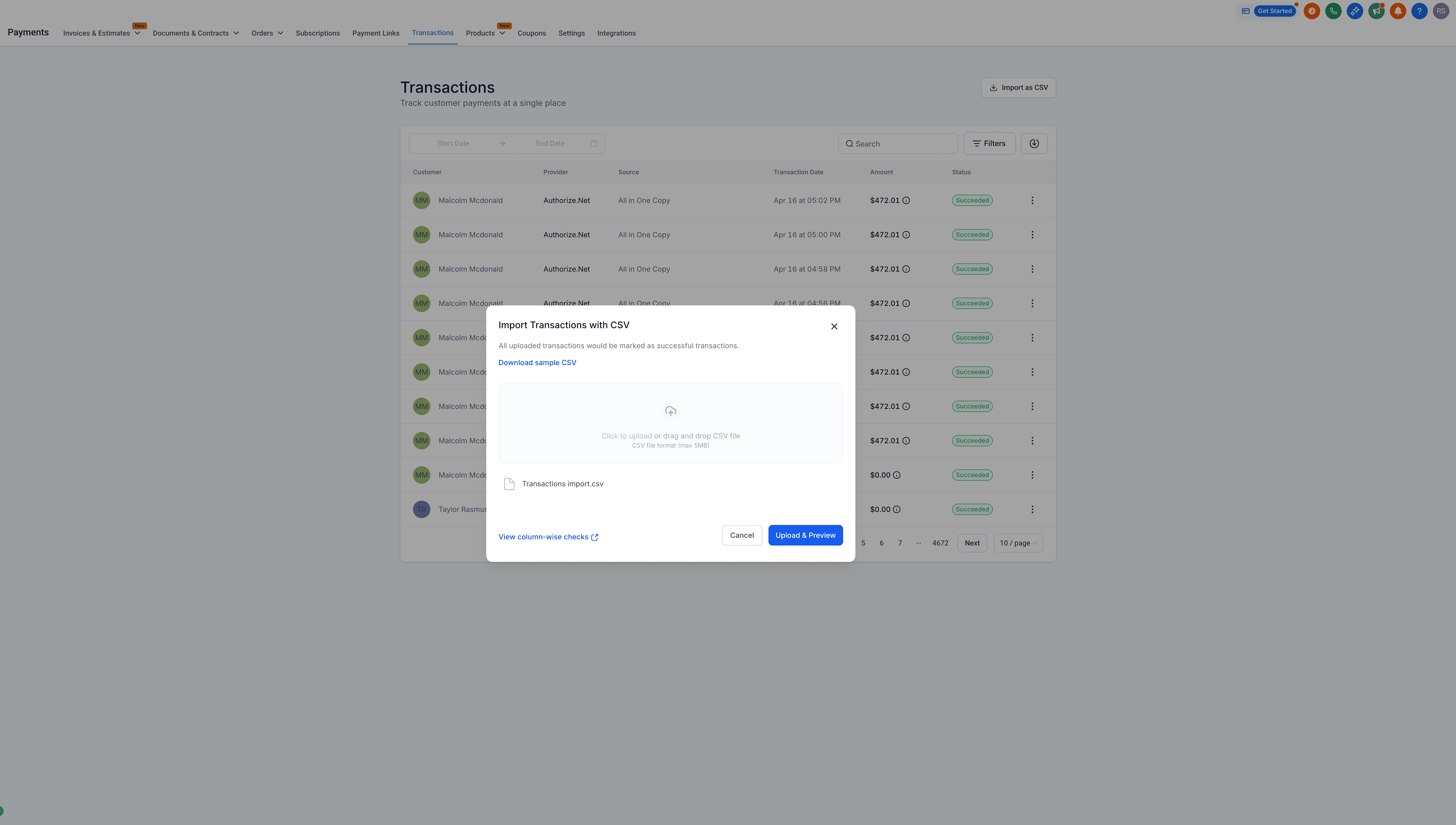Transactions Import Flow 1