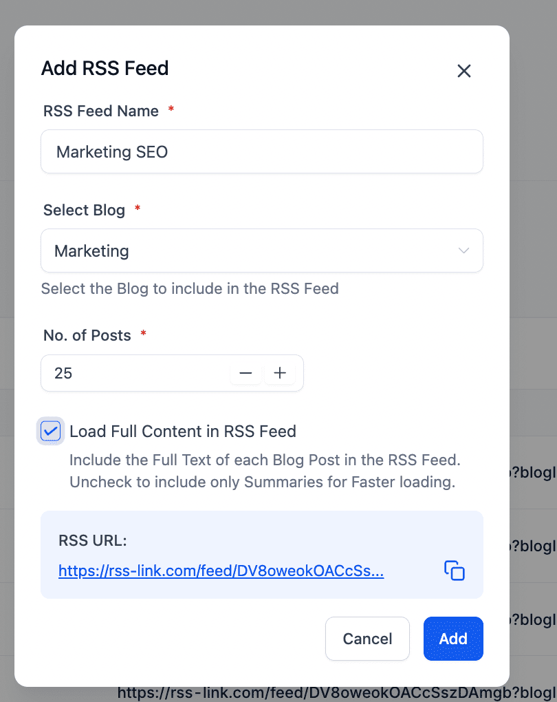 Selecting a Live Blog