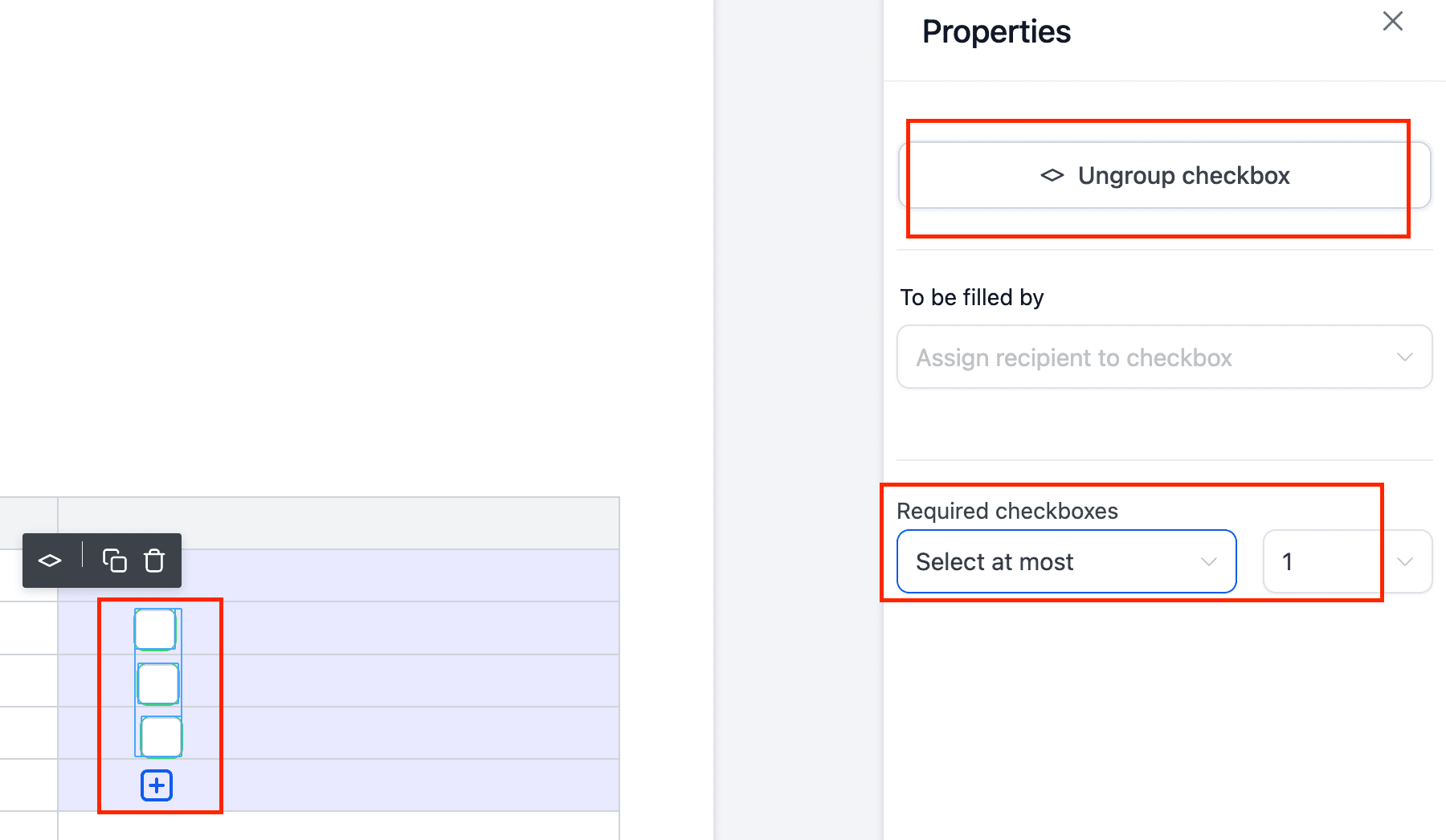 Checkbox within a table