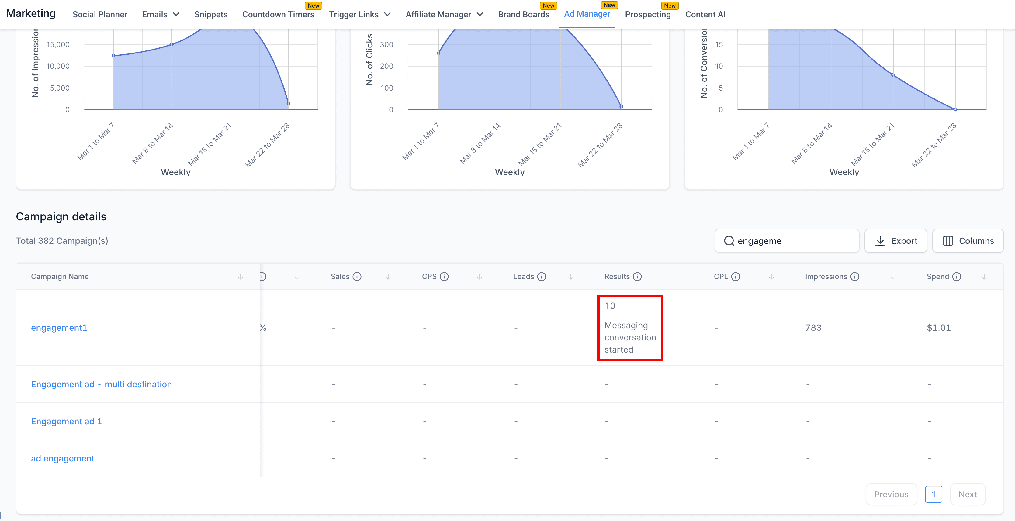Engagement Objective Messaging Apps