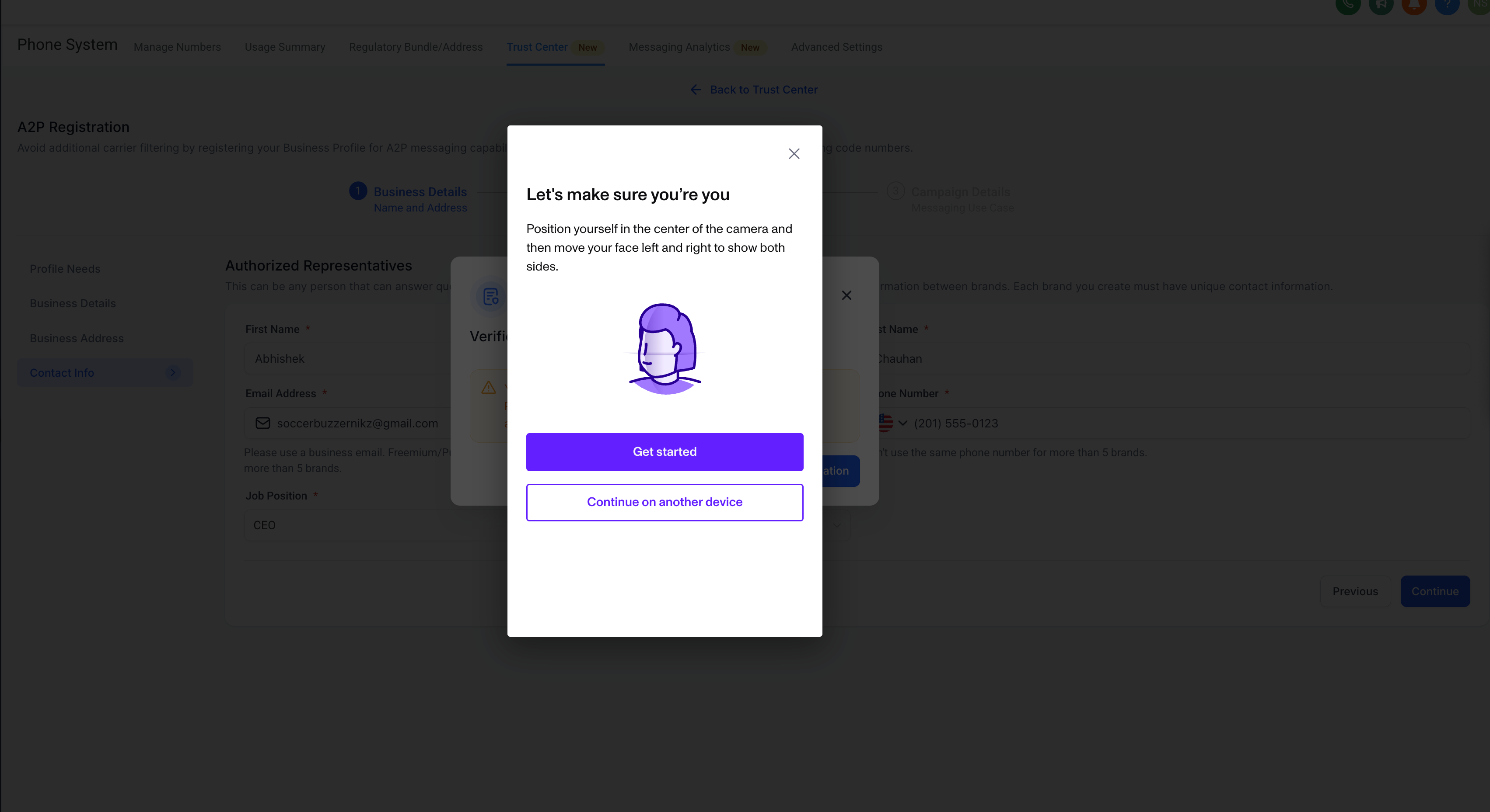 Step 2: Live Selfie Verification