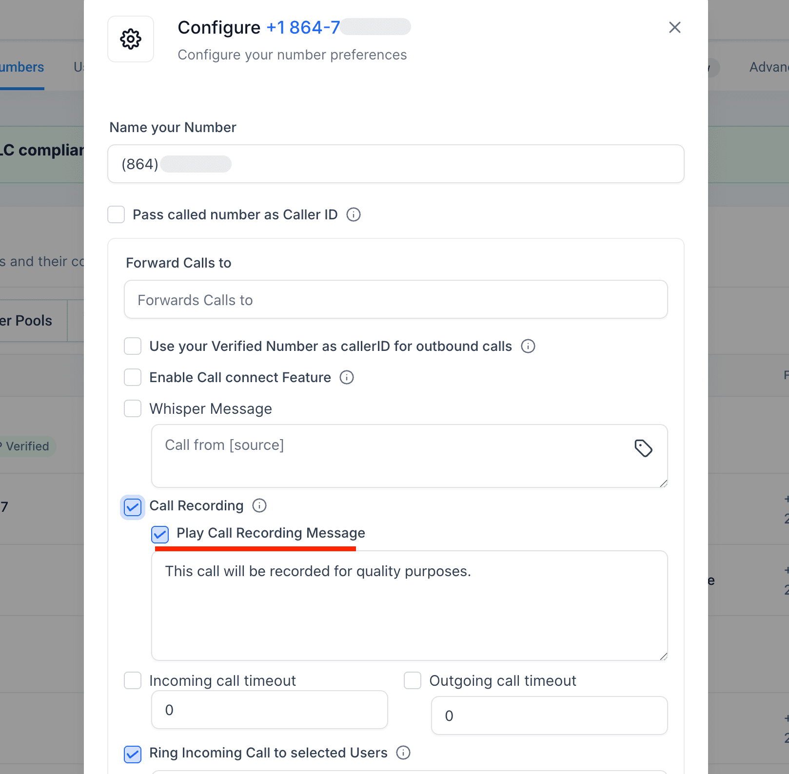 Call Recording Toggle Screenshot