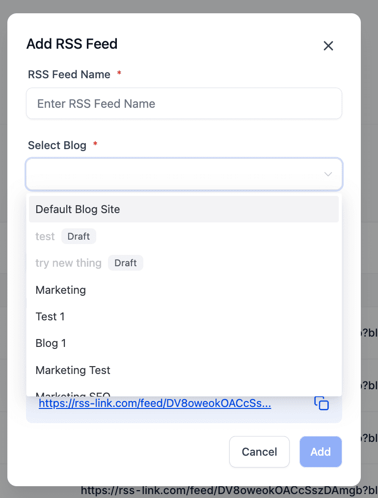 Adding a New RSS Feed