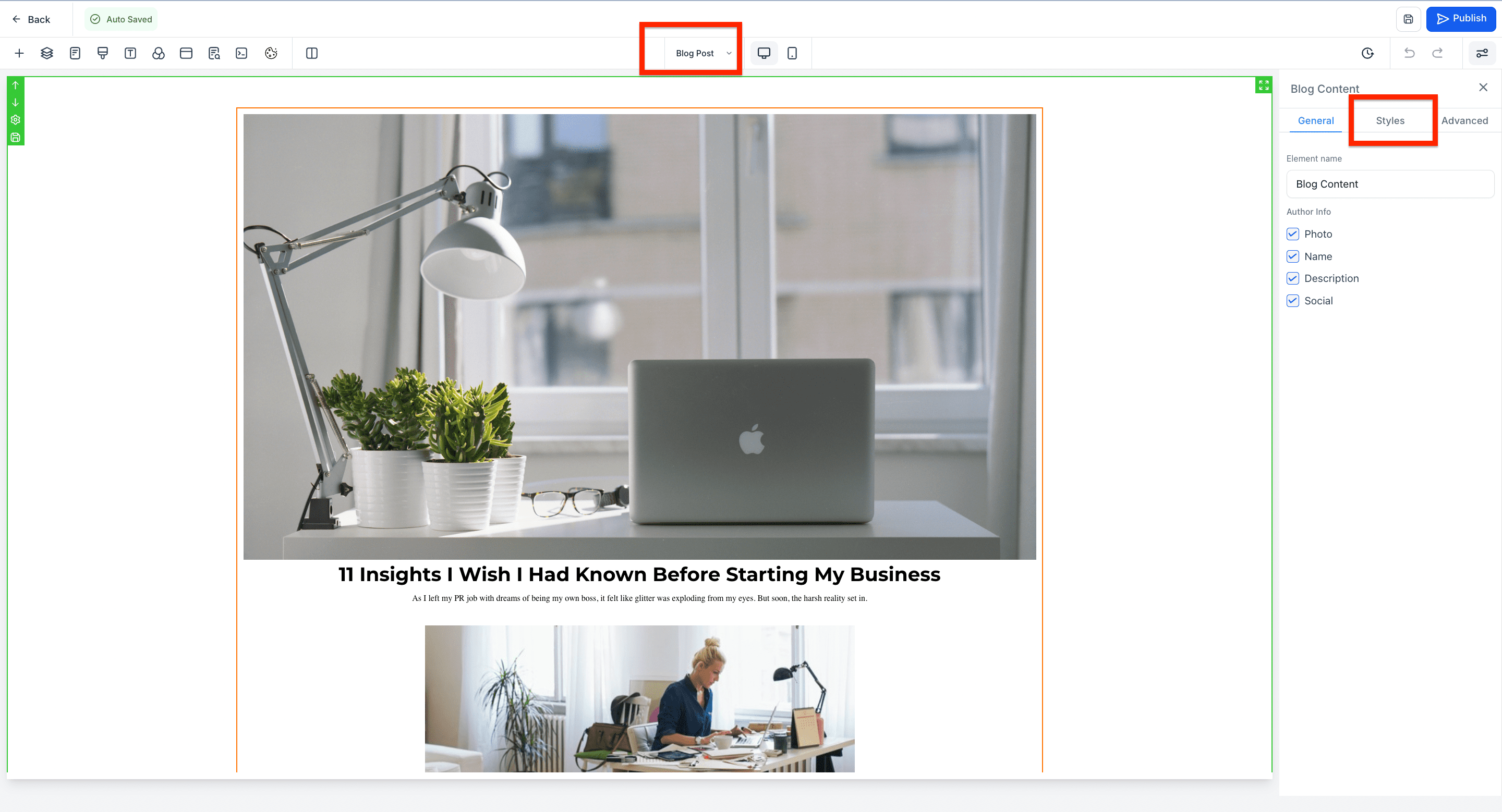 Blog Content Styling Options