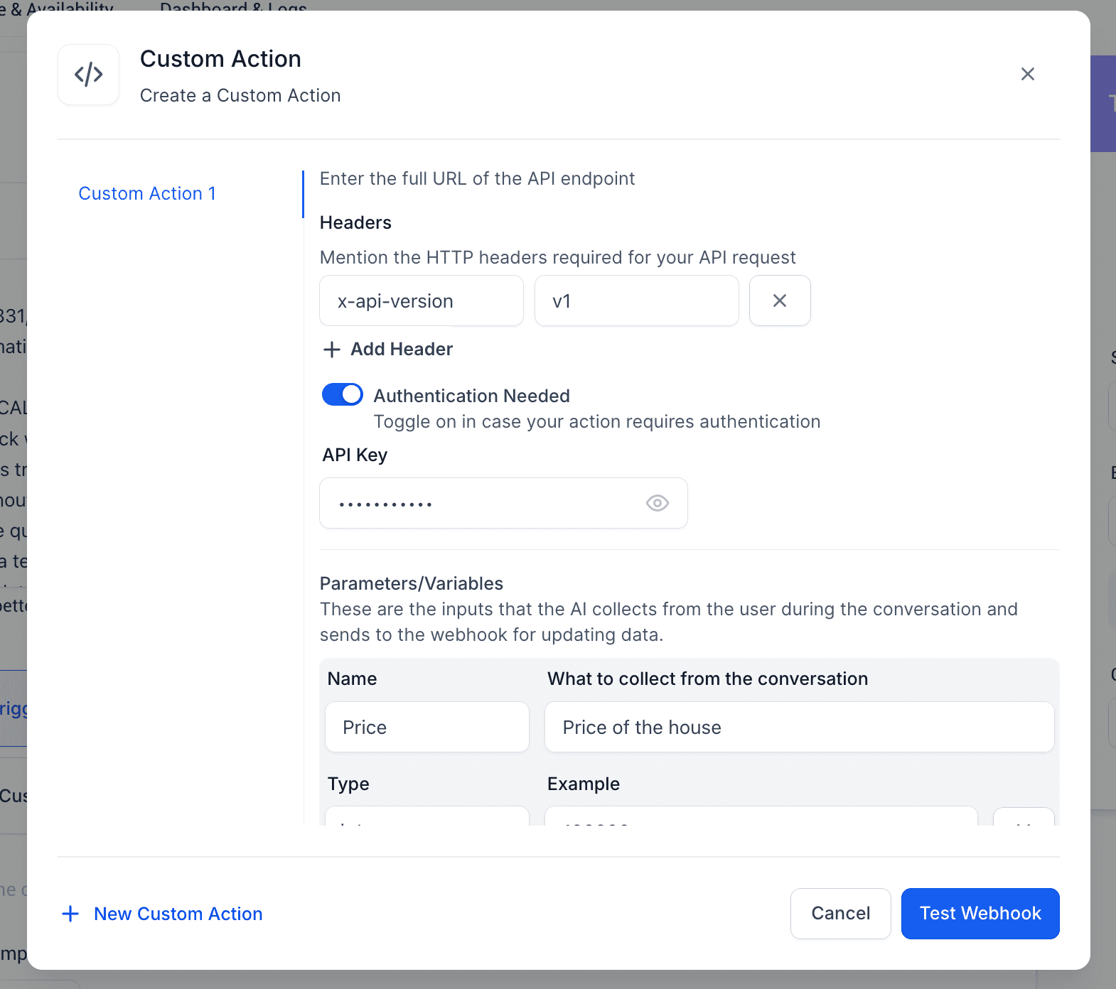 Webhook Configuration Example