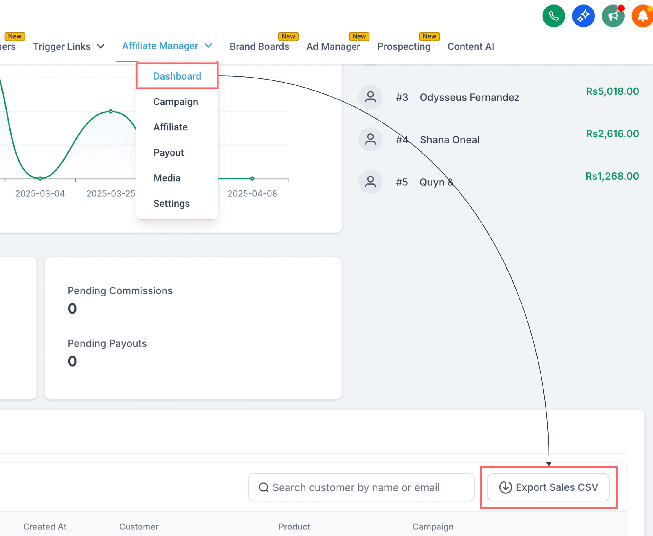 Affiliate Manager Dashboard
