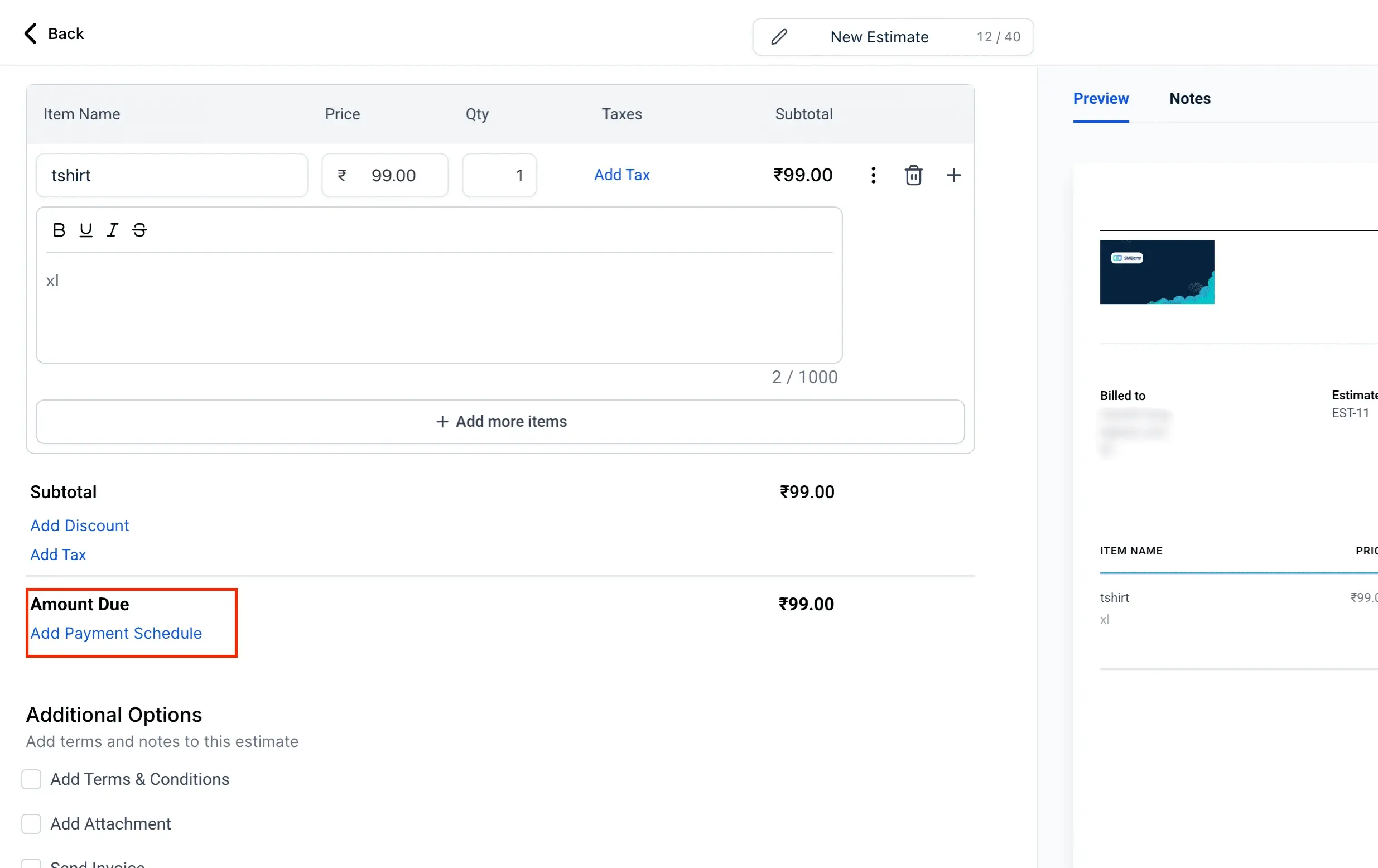 Add Payment Schedule