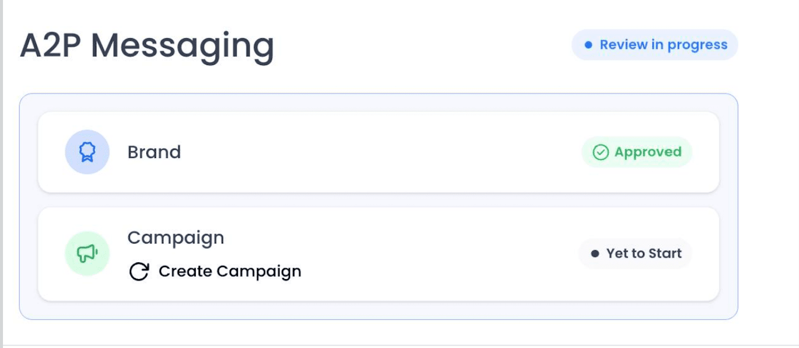A2P Campaign Submission Status