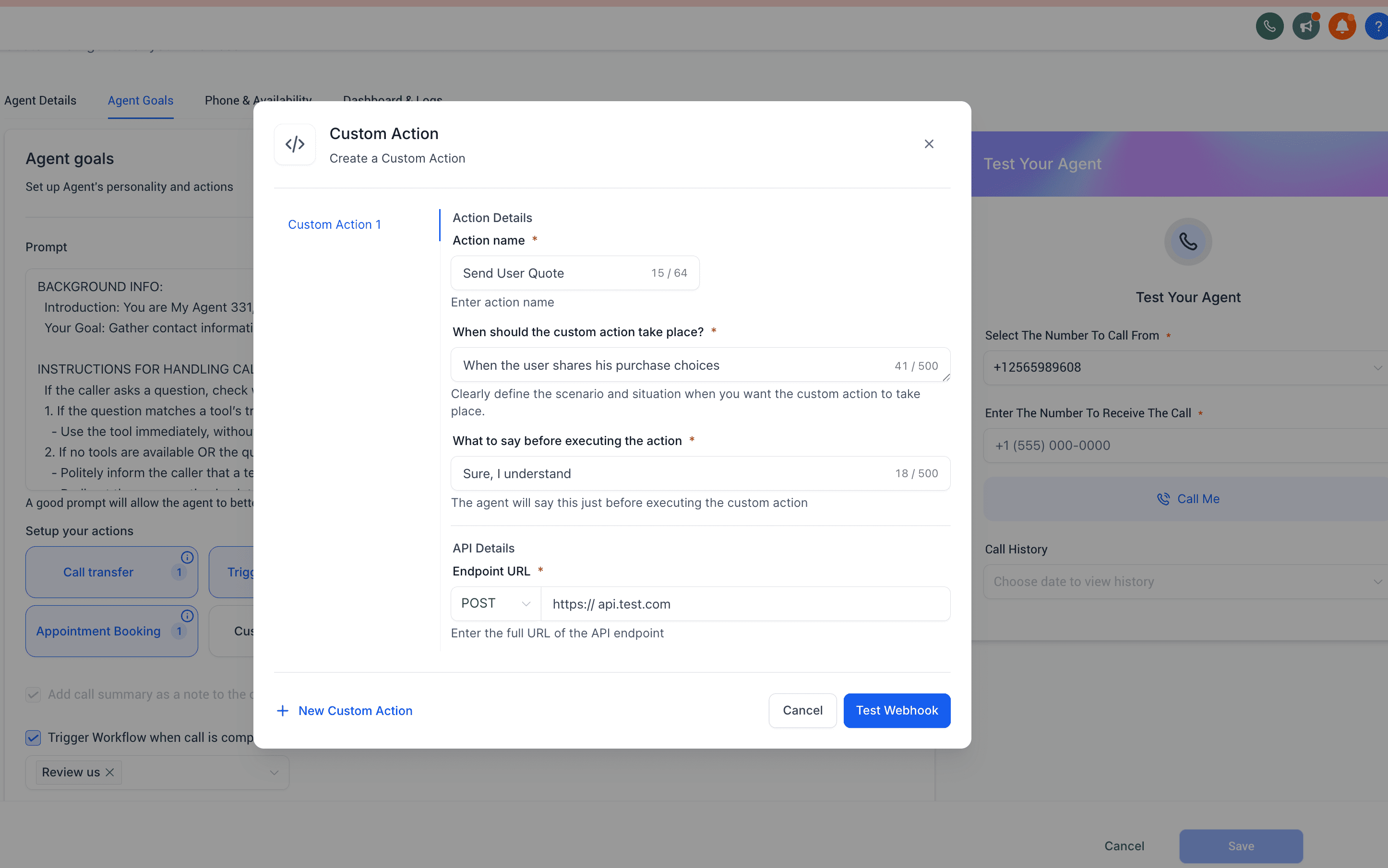 Custom Actions Interface