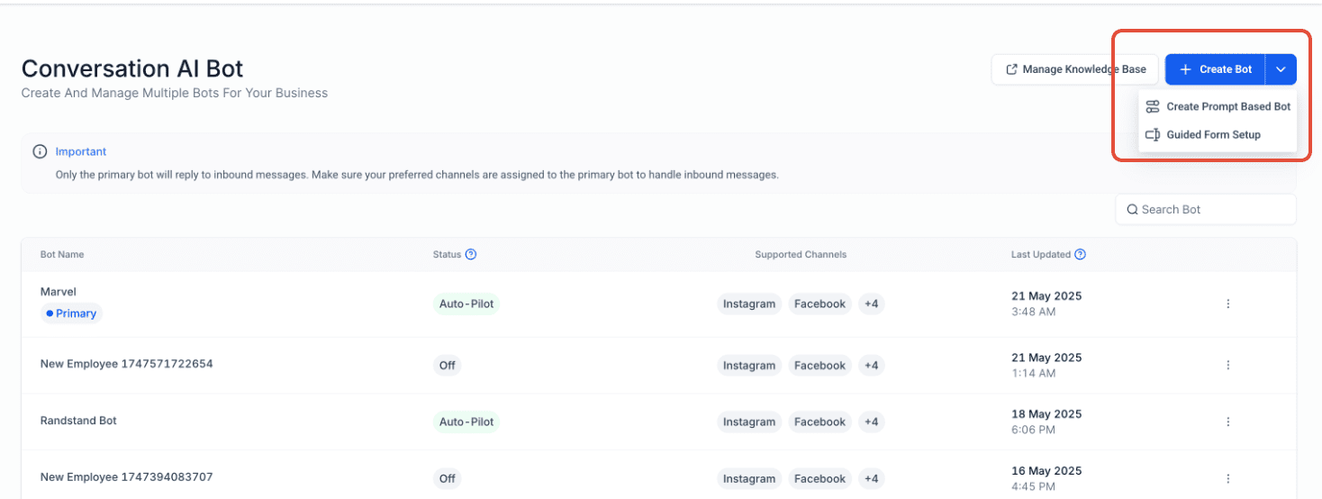 Guided Form Bot Interface