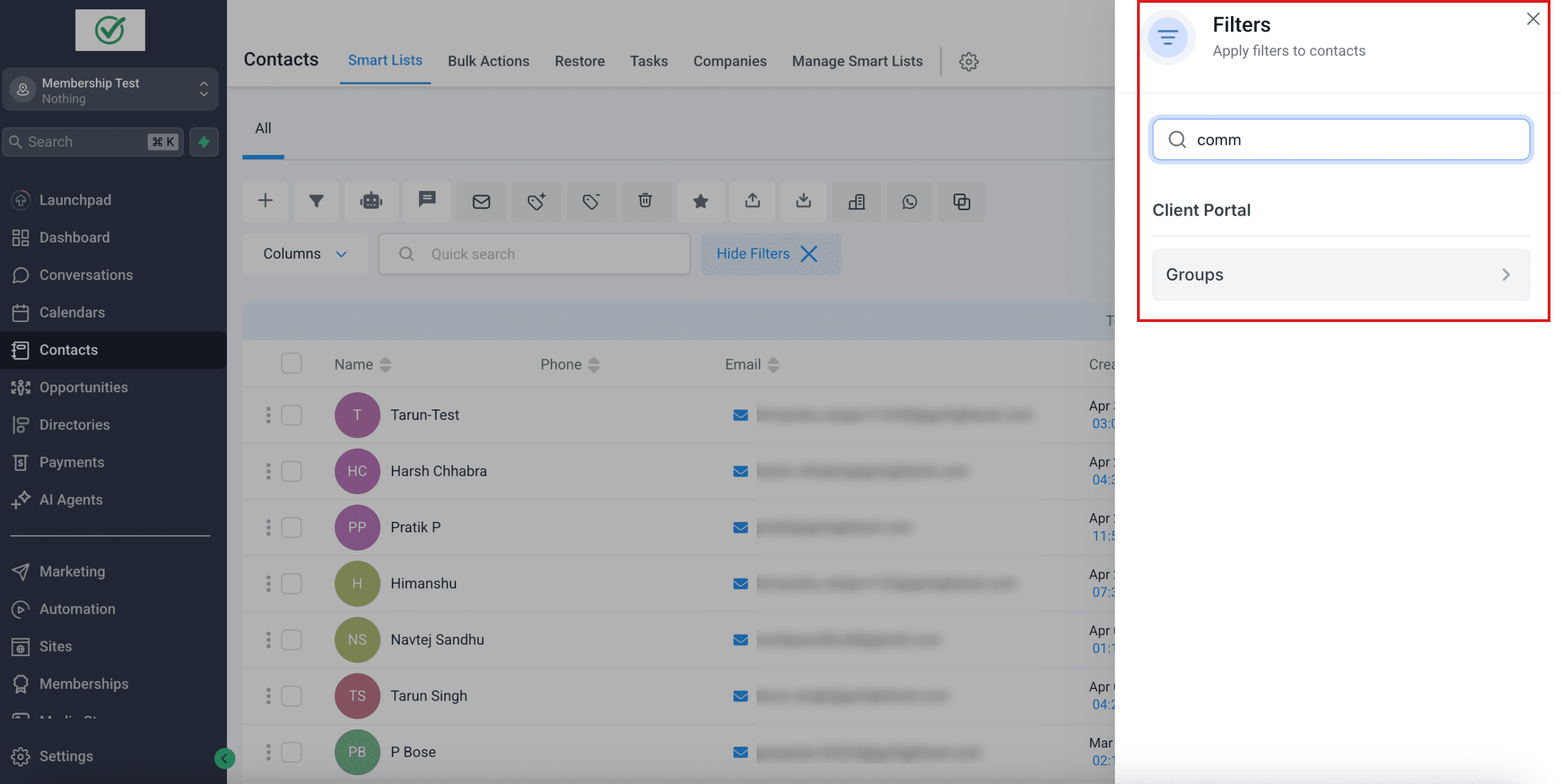 Smart Lists Filter