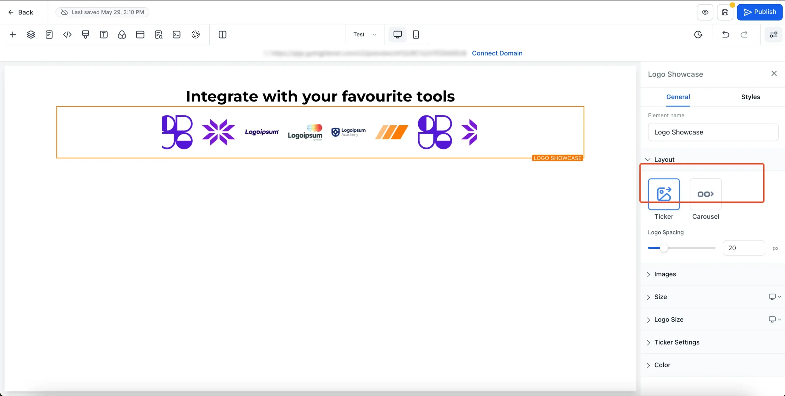 Ticker Mode Example