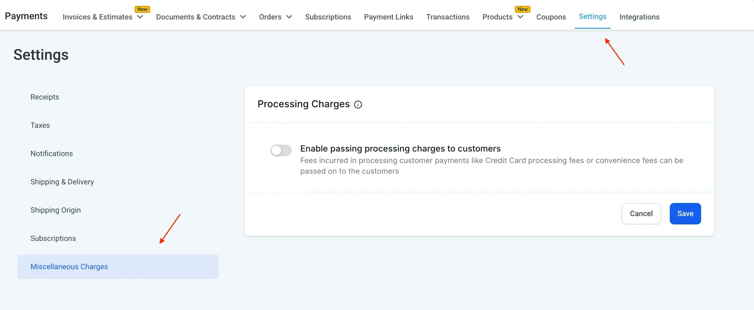 Processing Charges Example 1