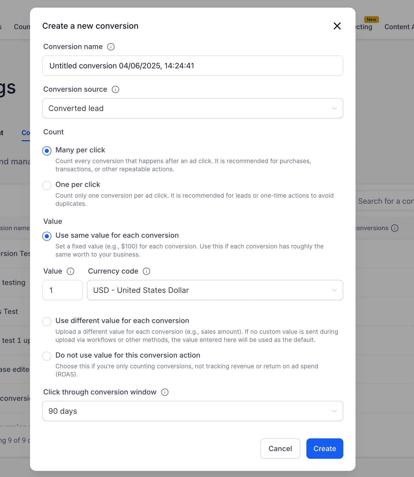 New Conversion Form