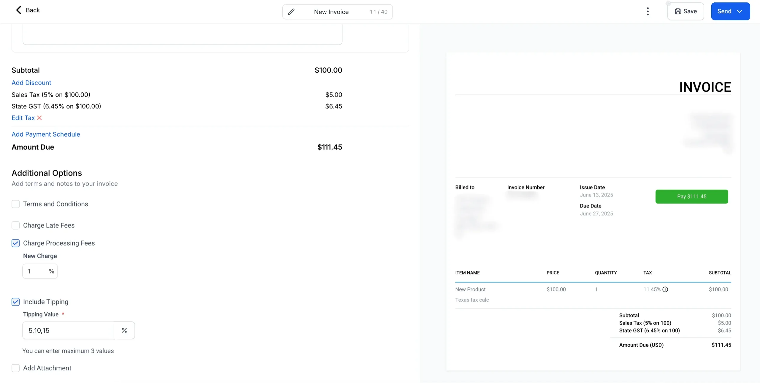 Processing Charges Example 4