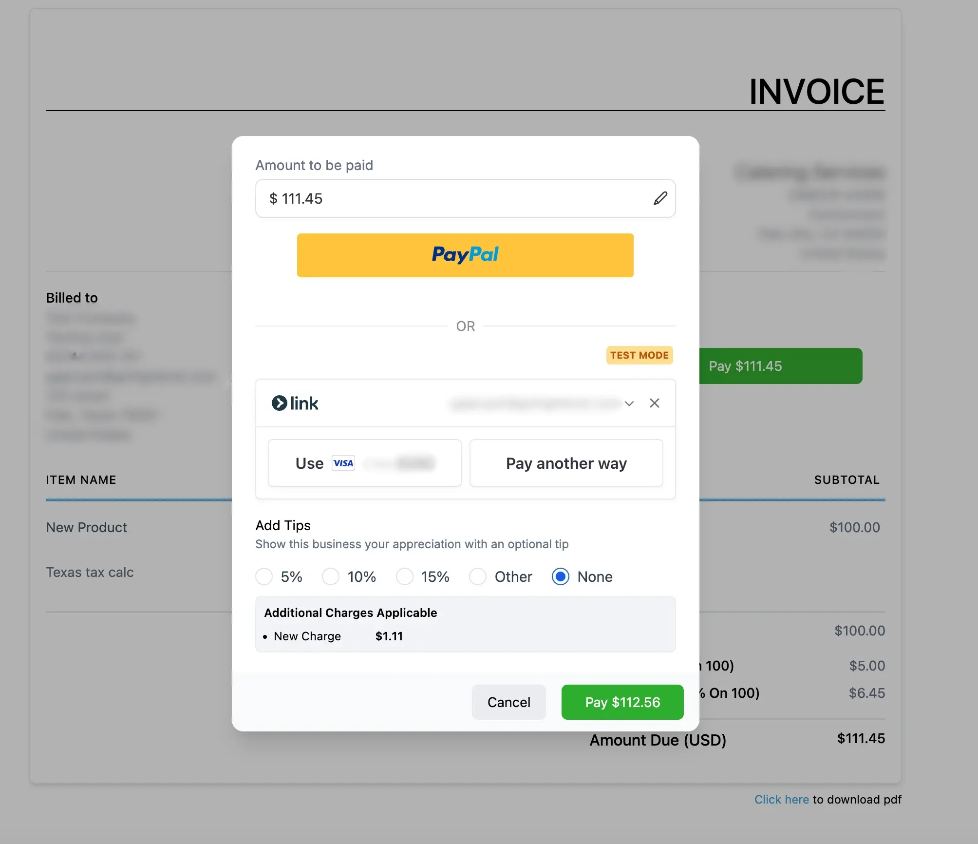 Processing Charges Example 5