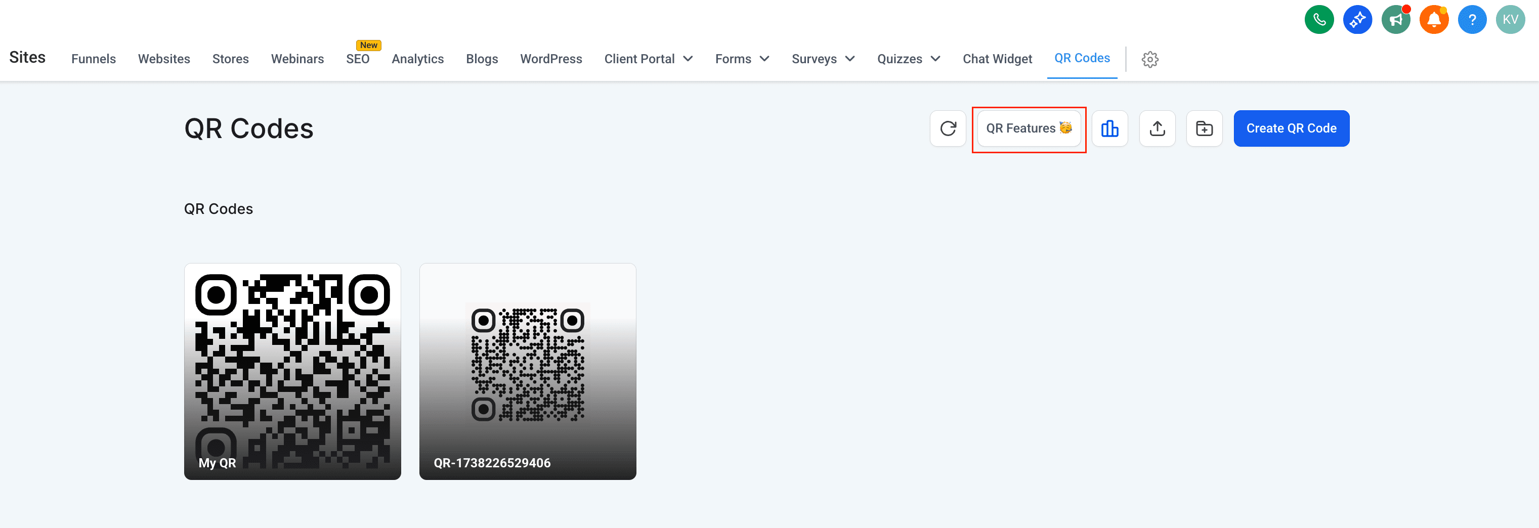 QR Landing Page Screenshot