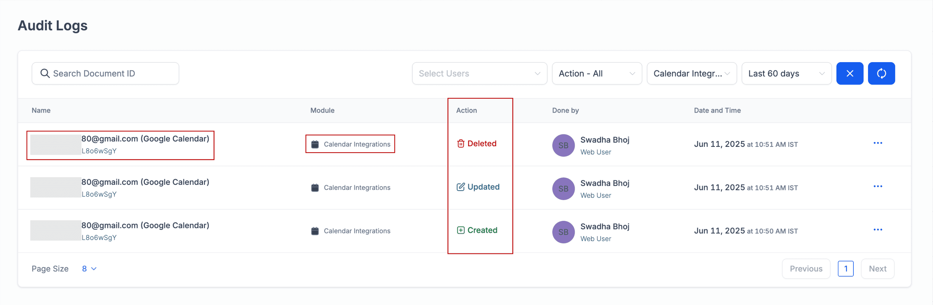 Audit Logs Interface