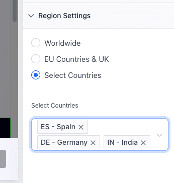 Select Countries Option