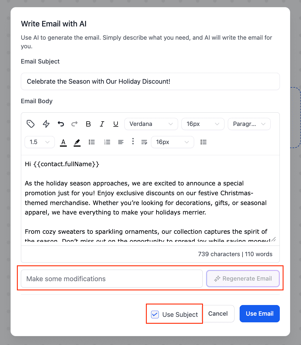 Email Generation Output