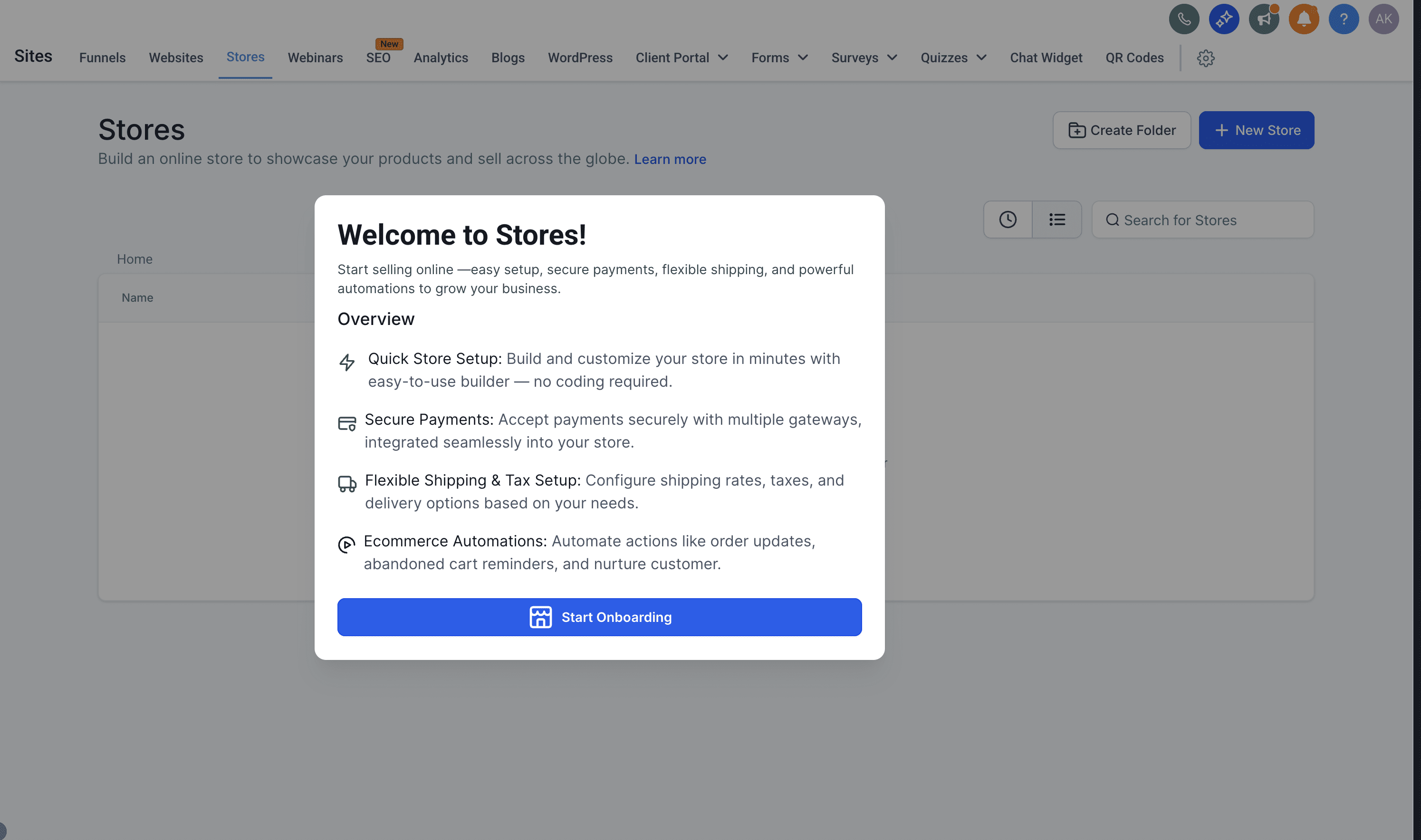 First Time Onboarding Modal
